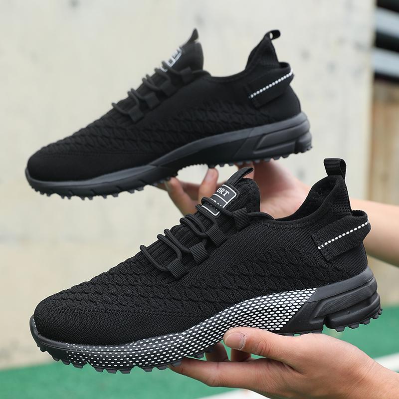 Men Sports Shoe Summer Mesh Breathable Lightweight Running Sneakers Youth Running Sports Leisure Flat Bottomed Lace Up Sneakers