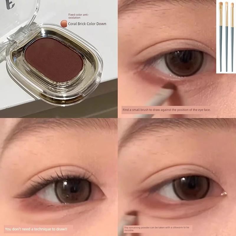 Solid Color Anti-Oxidation Coral Brick Color down to Crouching Silkworm! Monochrome Eye Shadow Plate Matte Color Long Lasting Non Smudge Red Brown