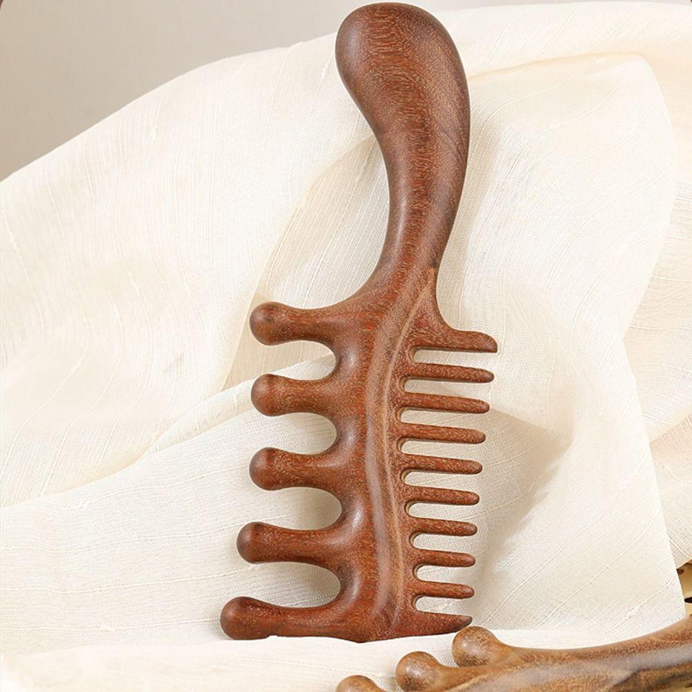Wide Thick Scalp Massage Comb 2 in 1 Head Meridian Hair Comb Natural Sandalwood Hairbrush  Gua Sha