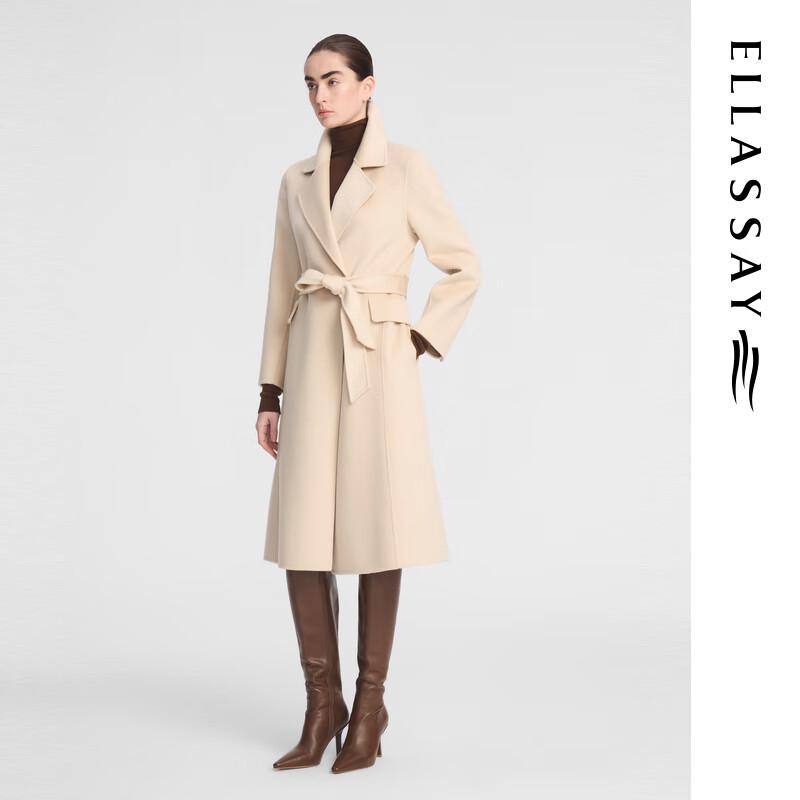 ELLASSAY Women's 100% Cashmere Long Wool Coat