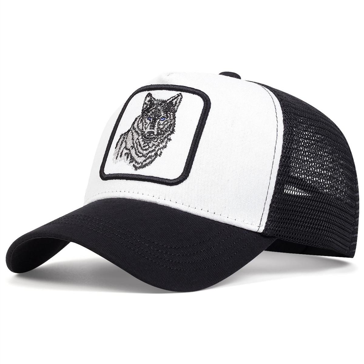Yiran bag Unisex Wolvenborduurwerk Baseball Net Caps Lente En Zomer Buiten Verstelbare Casual Hoeden Zonnescherm Hoed