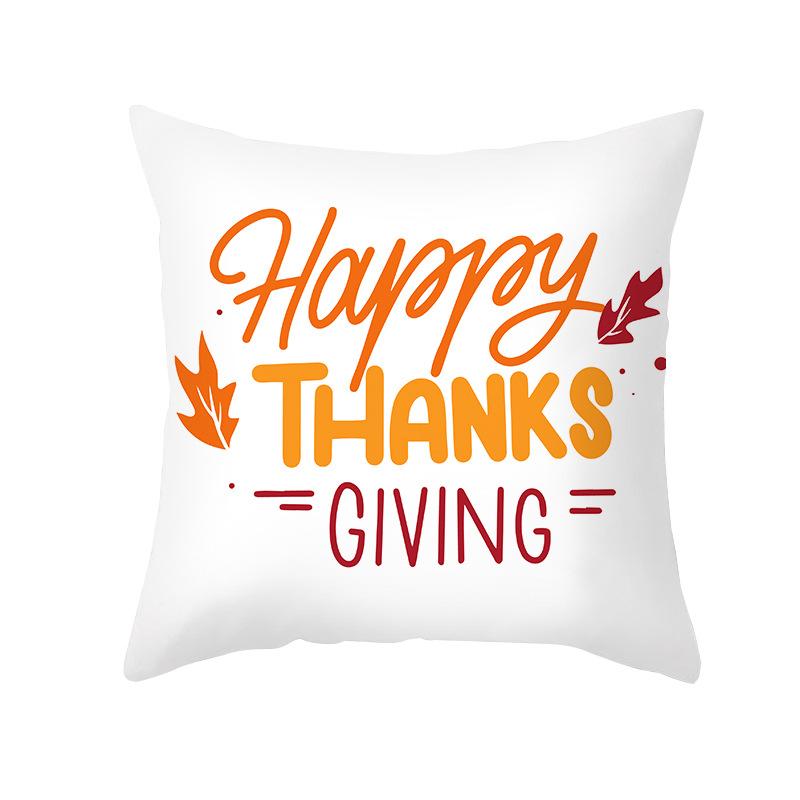 Autumn Harvest Thanksgiving Cushion Cover New Arrival Turkey Pumpkin Peach Skin Printed Cushion