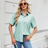 Women's Short-sleeved T-shirt Spring and Summer New Shirt Row Buckle Imitation Denim Short-sleeved Loose Shirt