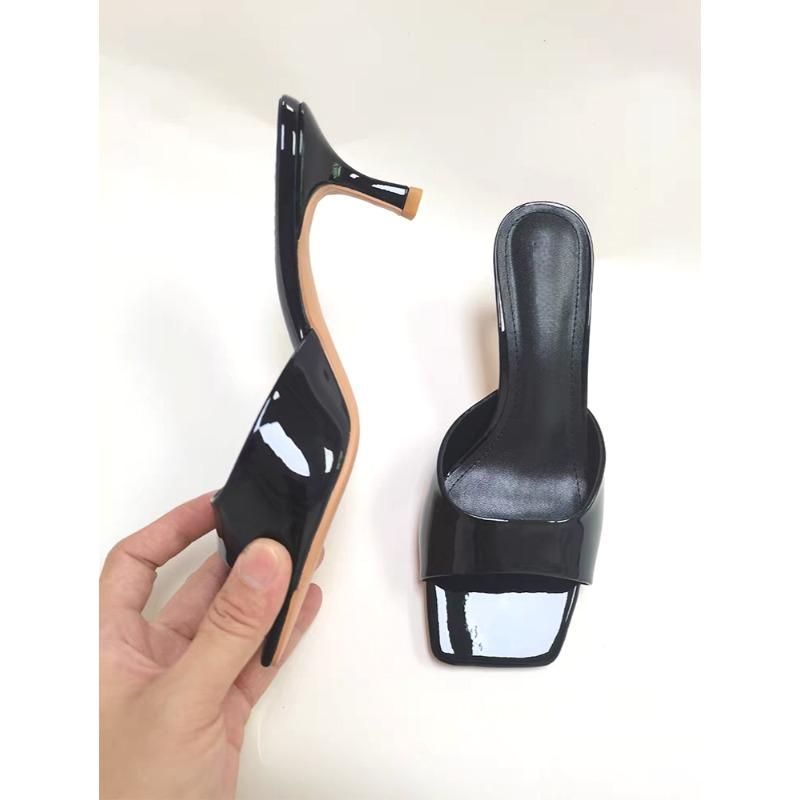 Fashion New Style High Heels Women's Slippers Elegant Casual Square Toe Slippers Summer Shoes Zapatos De Mujer Women's Designer Sandals