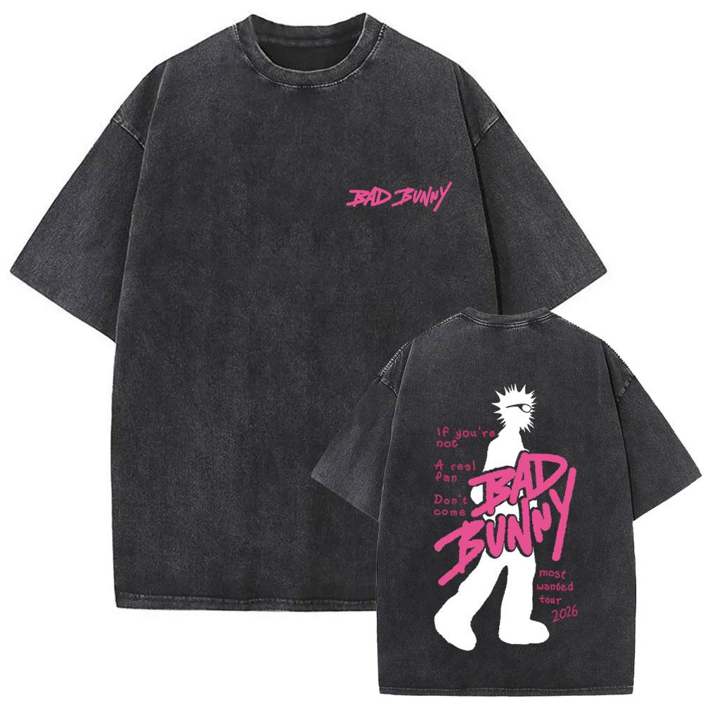 Rapper Bad Bunny Vintage Washed T Shirts Debi Tirar Mas Fotos DTMF Tshirts Mens Clothing Hip Hop Fashion High Quality Tshirt