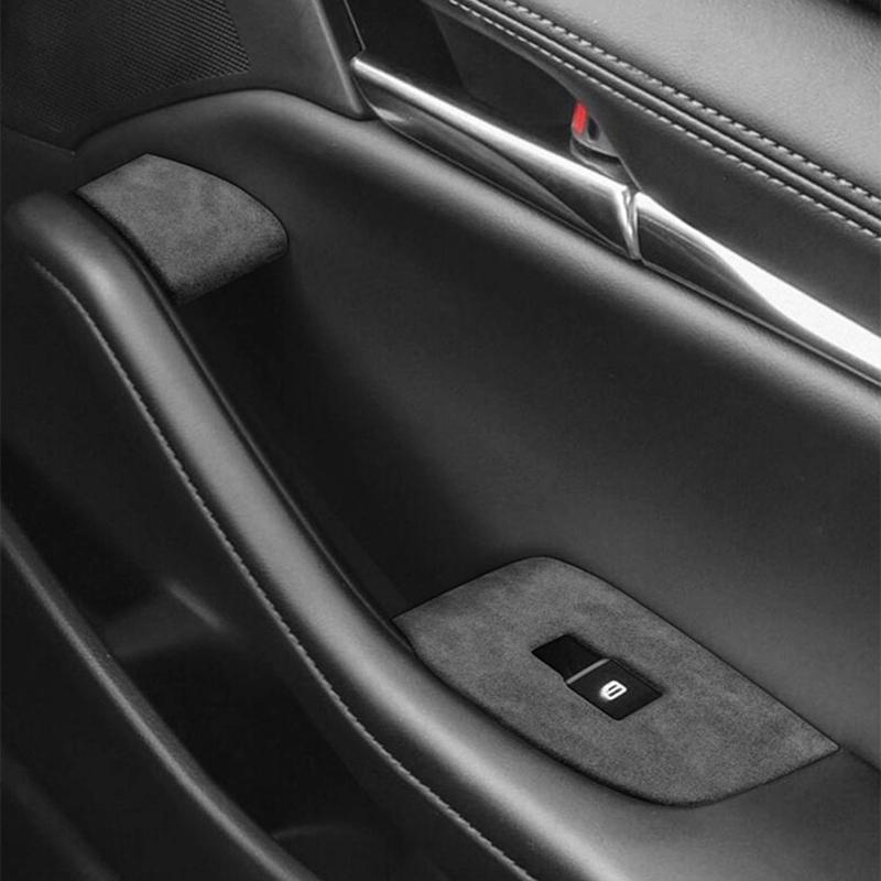 For LHD Mazda3 Axela 2020 2021 2022 2023 2024 2025 Suede Overlays Interior Trim On Gears, Window Lifting Button, Steering Wheel