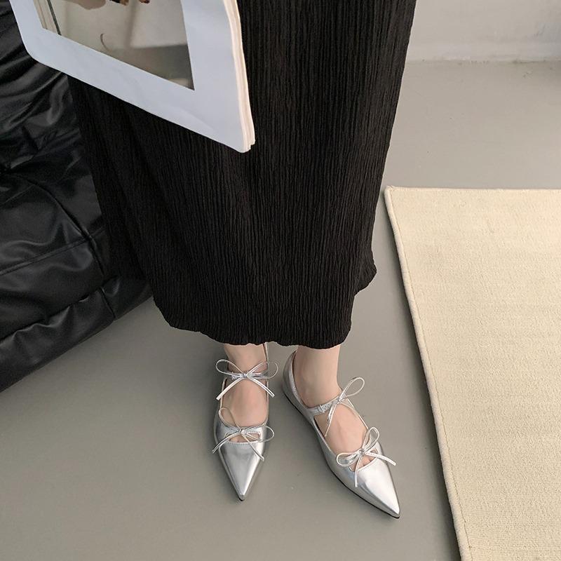Fashion 2025 Shoes Woman Comfortable and Elegant Bow-Knot Casual Female Sneakers Pointed Toe Increas Height Soft Low Heels Oxfords Plat