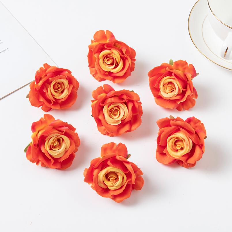 100Pcs Silk Rose Artificial Flower Hot sale Christmas Wedding Bridal Bouquet Home Outdoor Garden Diy gift box Scrapbook Material