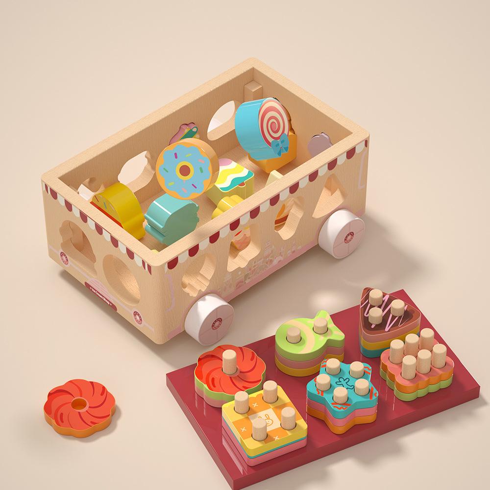 Wooden Animal Paradise Smart Car Toys Children'S Hand-Eye Coordination Promotes Fun Cognitive Toys