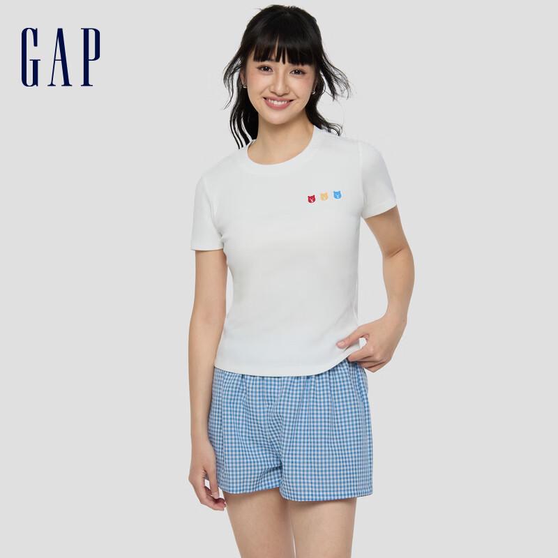 Gap Women's 2026 Spring Colorful Bear Embroidered Knit T-Shirt