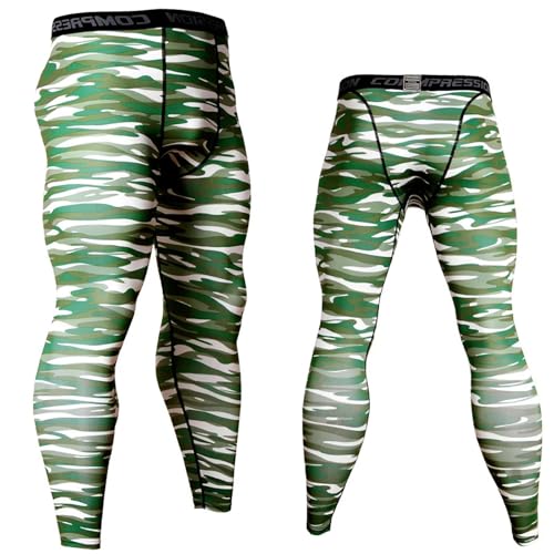 Musgneer Men's Camouflage Compression Tights, Long Tights, Compression Innerwear, Sweat-Wicking, Quick-Drying, Power Stretch, Underwear for Fitness, R