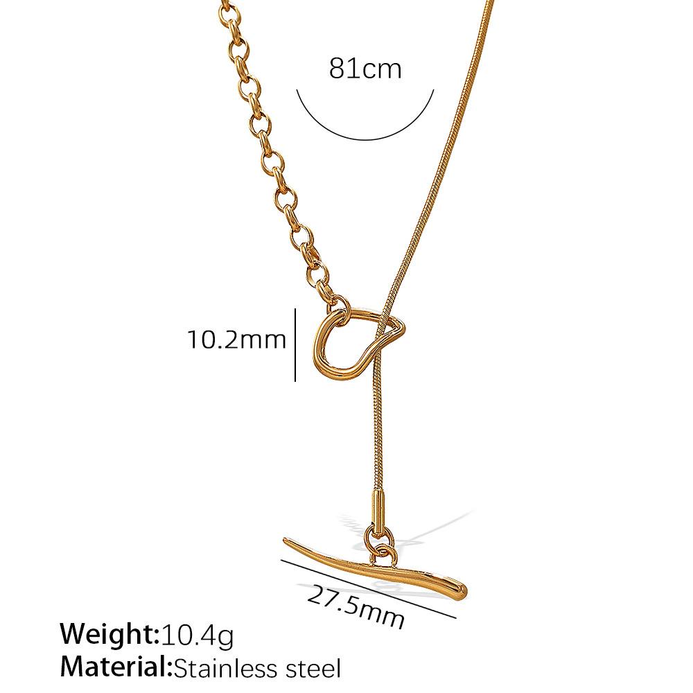 Титановая сталь, многослойное 18-каратное золотое ожерелье, женское, изысканный дизайн, цепочка для свитера из нержавеющей стали