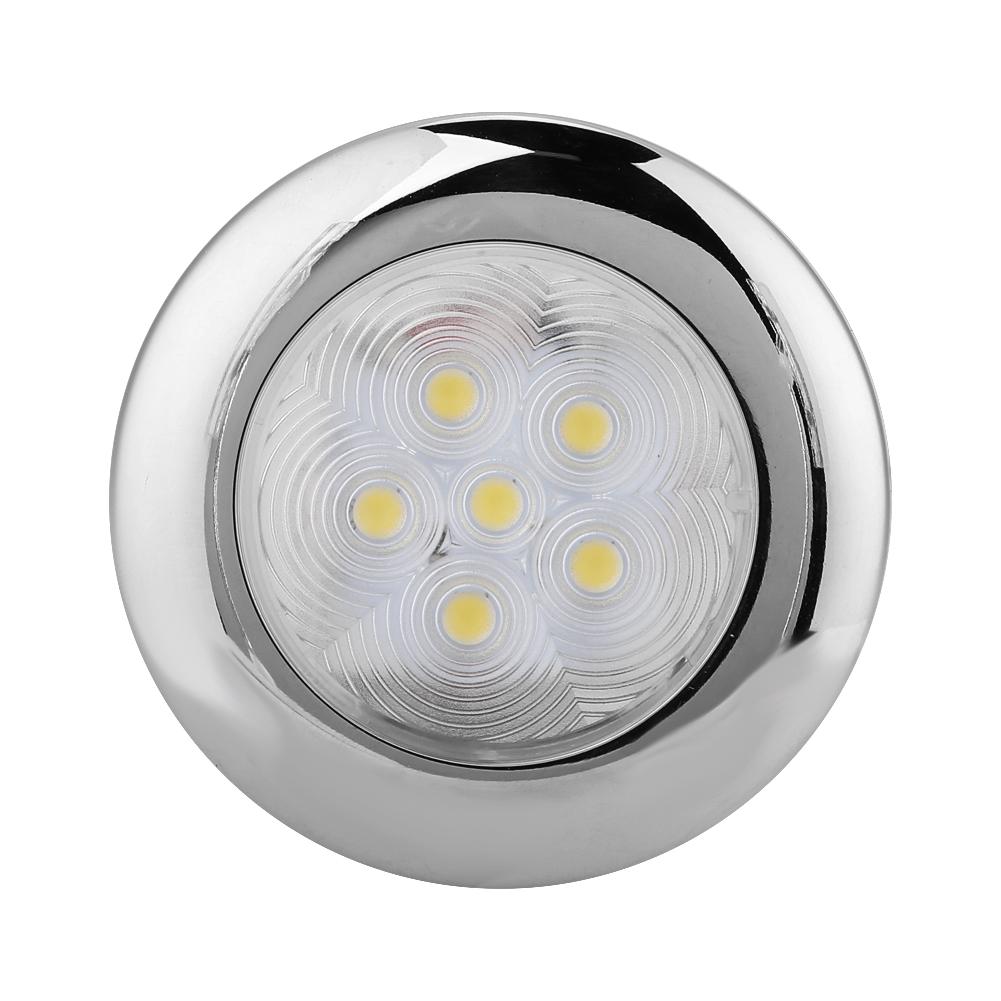 For Marine Boat Yacht 6 LED Light Dome Light Lamp 12V DC Stainless Steel White