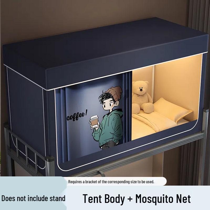 University Dorm Blackout Privacy Curtain - 3-Door Mosquito Net for Bunk Beds