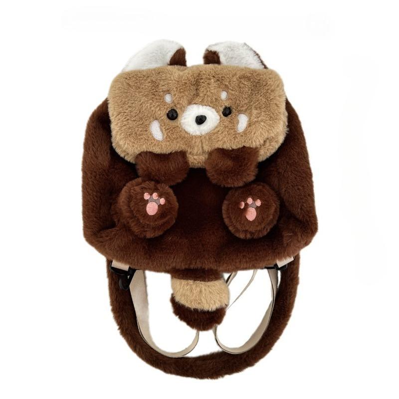 Cute Raccoon Fashionable Plush Backpack Detachable Shoulder Strap Bag Soft Cute Bag Anime Girl Plushie Backpack Bags for Woman