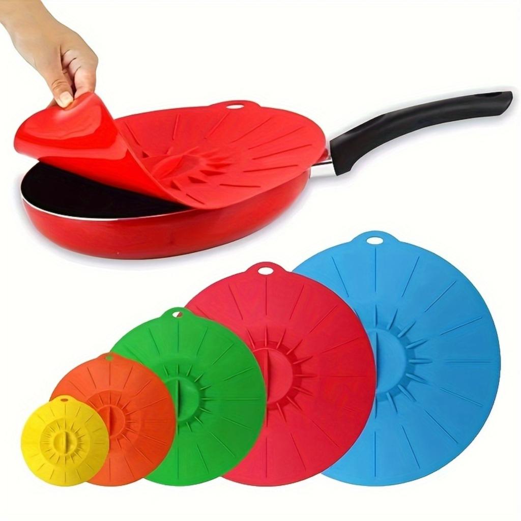 5pcs Silicone Lid Set - Reusable Microwave Safe Covers for Bowls, Cups, Plates, Pots.
