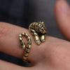Minimalistischer Nischen-Tiger Verstellbarer Offener Ring für Damen und Herren Retro Punk Antikgold Antiksilber Bunter Tier Schmuck Geschenke