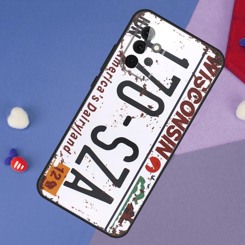 Retro Funny License Plate Case For Samsung Galaxy A52 A53 A33 A13 A34 A54 A14 A35 A55 A15 A56 A36 A26 A16 A06 A22 A32