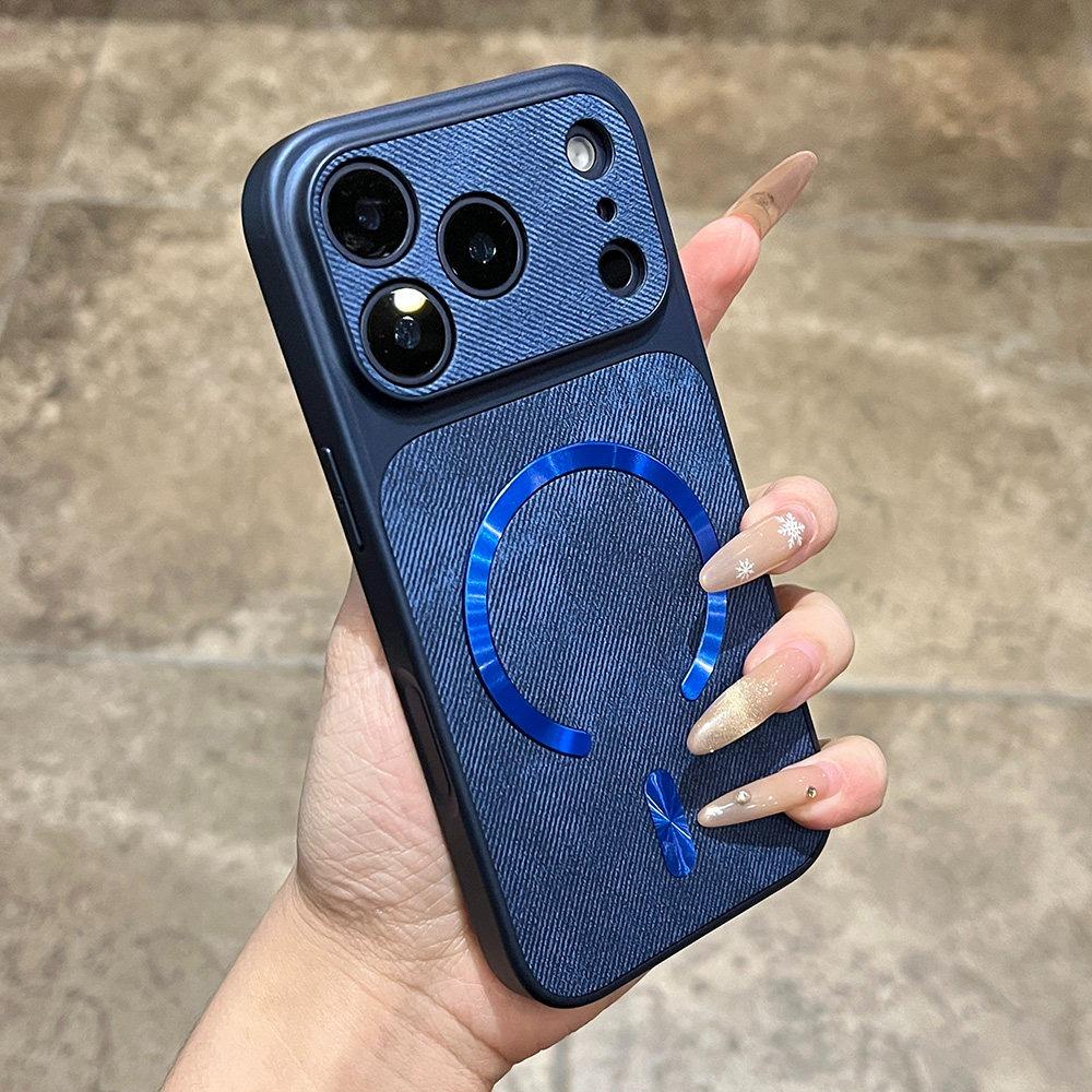 17pro max for Wireless Charging Case For For Iphone 17 16 1 14 13 Pro Max 11 12 Magnetic Jeans Pattern Cover