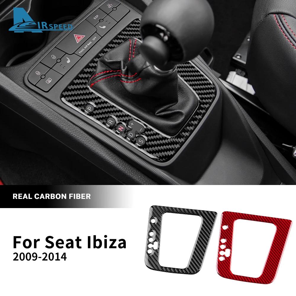 Real Soft Carbon Fiber Sticker For Seat Ibiza 6j 2009 2010 2011 2012 2013 2014 LHD Car Gear Shift Panel Trim Accessories