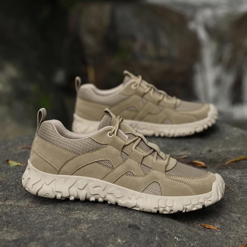 Fashion Outdoor Lace-Up Men Casual Shoes Suede Leather Sneakers for Men Non-Slip Hiking Shoe Breathable Treking Footwear Tenis Masculino