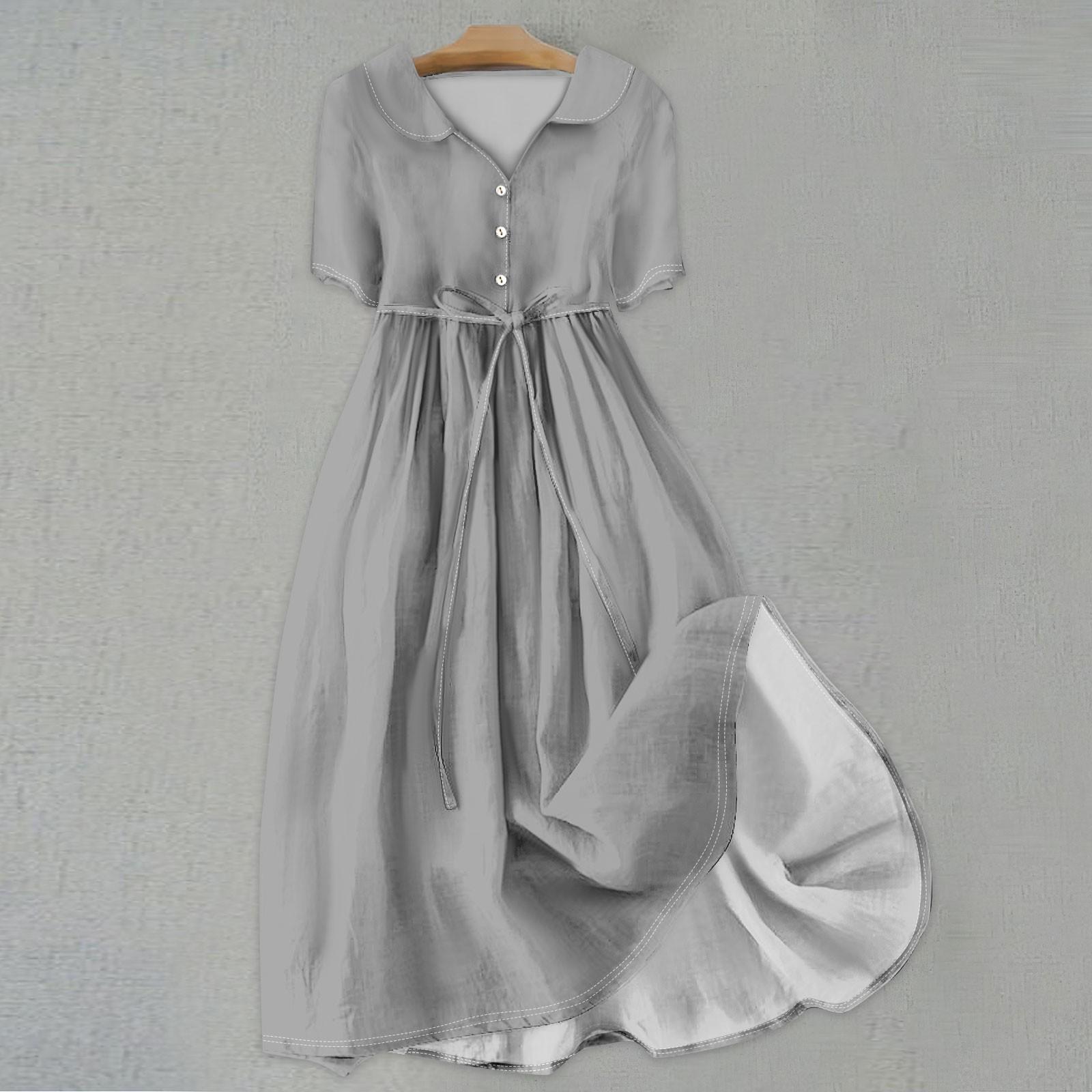 Женская мода сплошной цвет воротник с лацканами пуговицы с коротким рукавом одежда ремни — фото 8