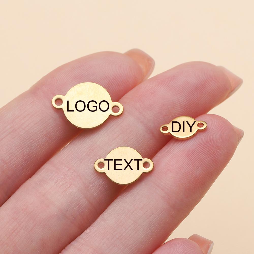 20/50/100pcs Stainless Steel Customize Logo Tags Charms Connectors for DIY Jewelry Making Personalized Name Logo Jewelry Tags