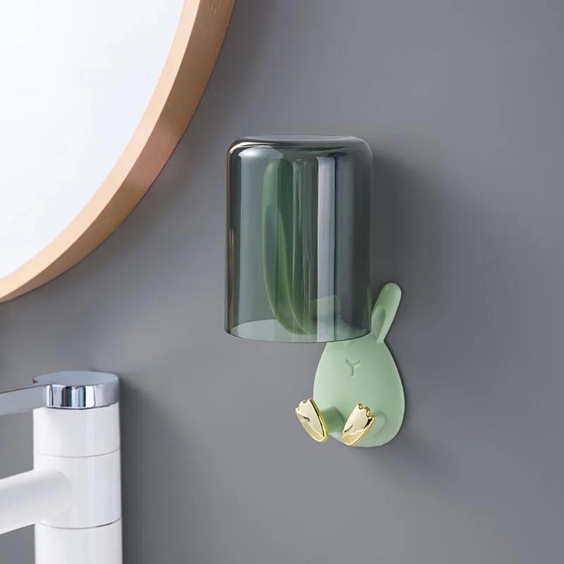 Królik Uchwyt na szczoteczki do zębów montowany na ścianie Zestaw kubków do płukania ust Kubek do płukania zębów Kubek Stojak do przechowywania Organizer Akcesoria łazienkowe