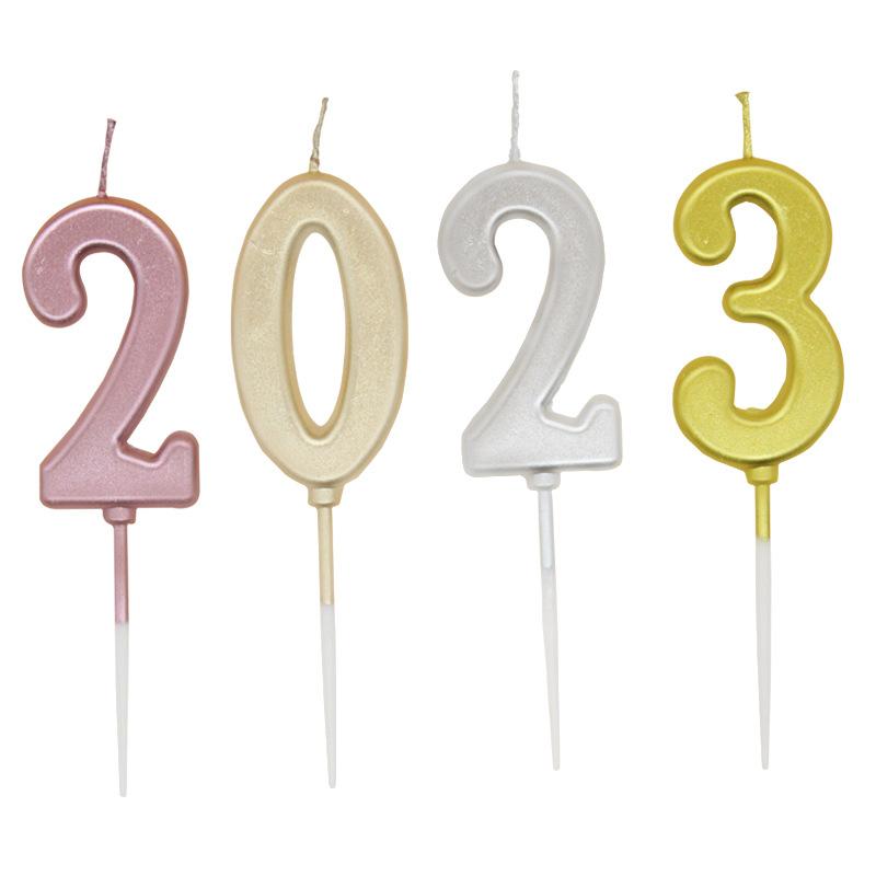 New Gold and Silver Number 0-9 Candles for Children's Birthday Party Decoration PVC Boxed Gold Plated Candles