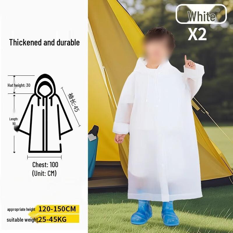 Disposable Full-Body Kids Raincoat - White (3-Pack)