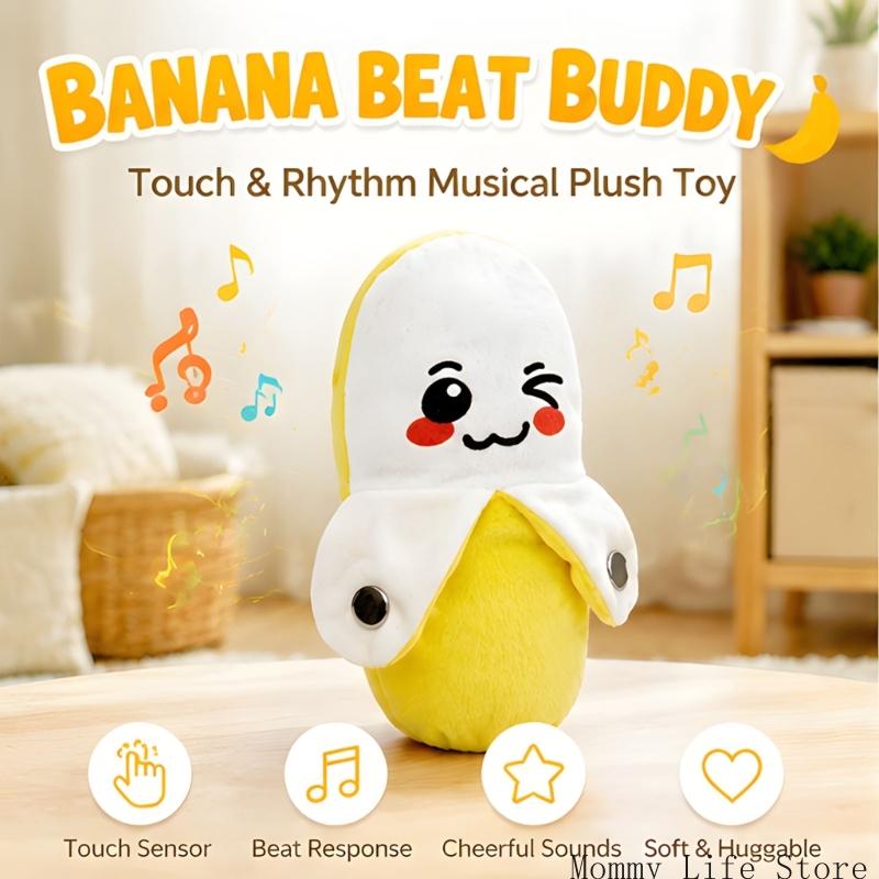 Musical Banana Plush Toy With 16 Songs, Rhythm Response, Light Sound Dancing Effects, Soft Banana Plush Character For Kids Birth