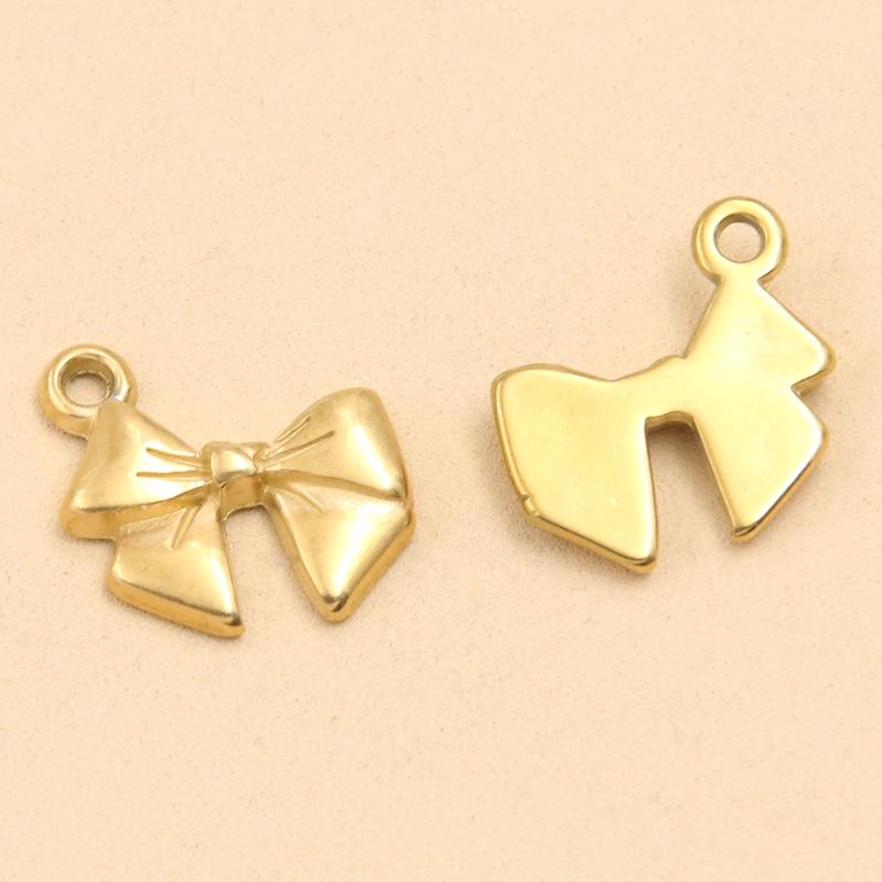 Stainless Steel Bowknot Pendant - Creative DIY Jewelry Accessory, Vacuum Plating, Handmade, Hot Selling