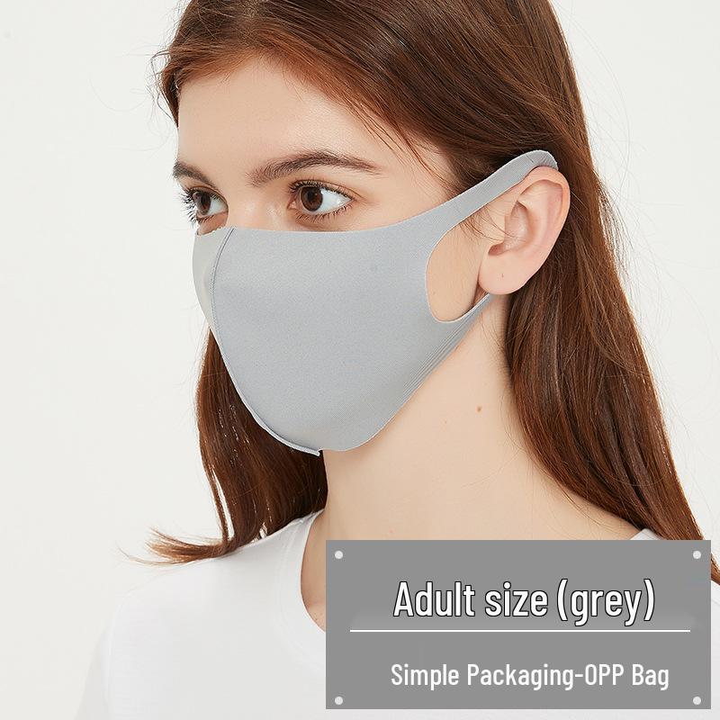 3D černá maska z ledového hedvábí a bavlny: Dámský prodyšný, prachotěsný, pratelný, sluneční ochrana s potištěným logem - Vhodný pro všechna roční období.