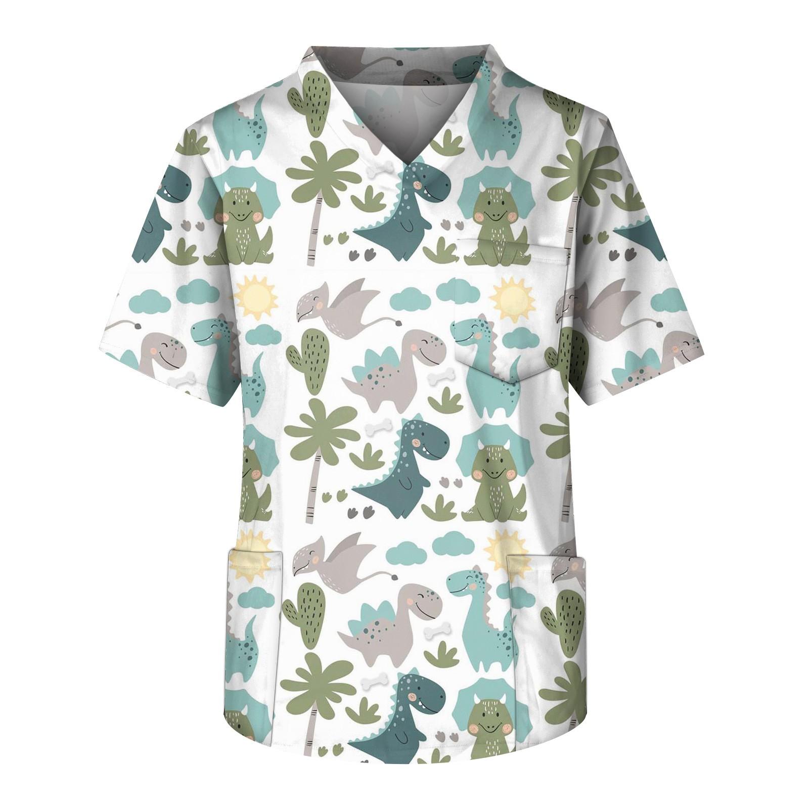 

Мужской топ с короткими рукавами и V-образным вырезом с принтом мелких животных нагрудный карман и карман для ухода XL зелёный