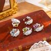 Leichter Luxus gebürstetes Handwerk Einhornring S925 Sterlingsilber eingelegt Topas Peridot Modeschmuck Geschenk