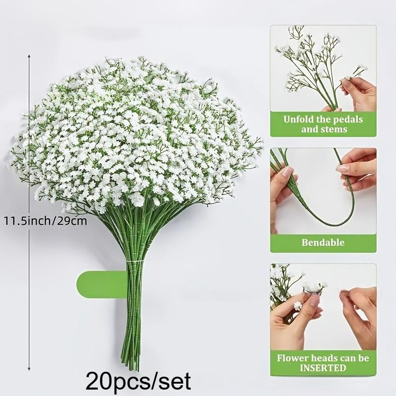 20 Bunches of Breathable Artificial Flower Bouquets -Table Decoration for Wedding, Garden Decoration,Fake Flowers and Starry Sky
