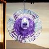 Classic Purple Polar Bear Wind Chime Outdoor Hanging Decor 2D Kinetic Ornament Christmas Thanksgiving Gift for Home Garden Patio