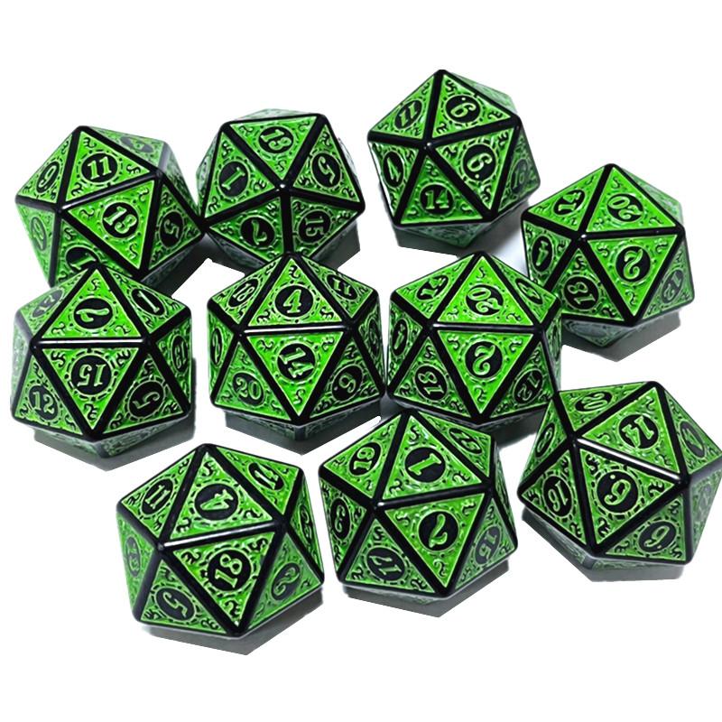 

10 шт./набор акриловых игральных костей D20, многогранные, 20-гранные, с резным узором, игральные кости для настольных карточных математических игр D&D, игр для вечеринок