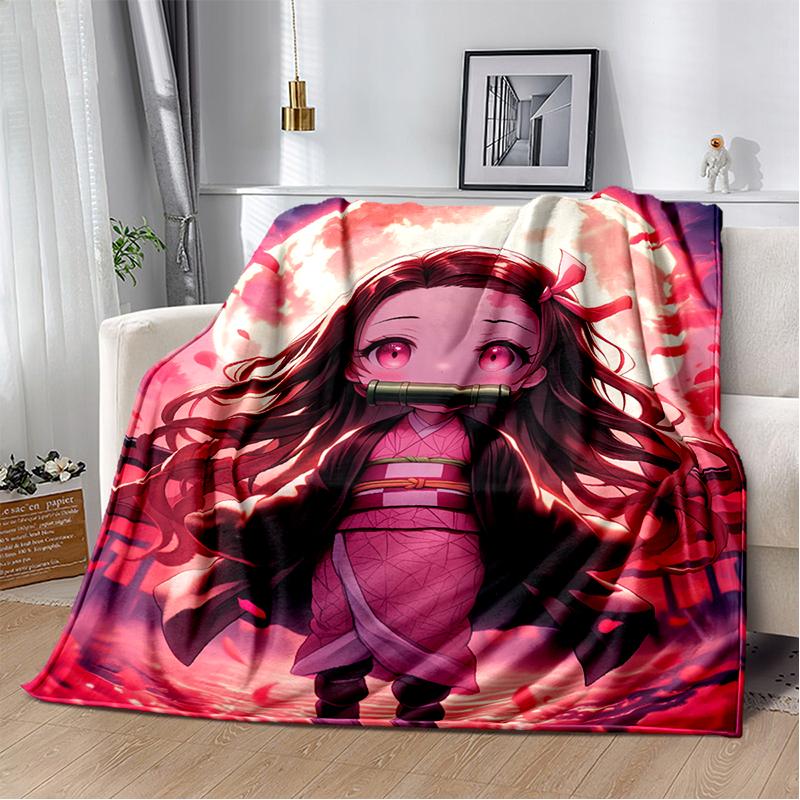 30 Style Demon S-Slayer Cartoon  Kamado Nezuko Anime Blanket,Soft Throw Blanket for Home Bedroom Bed Sofa Travel Office Kids