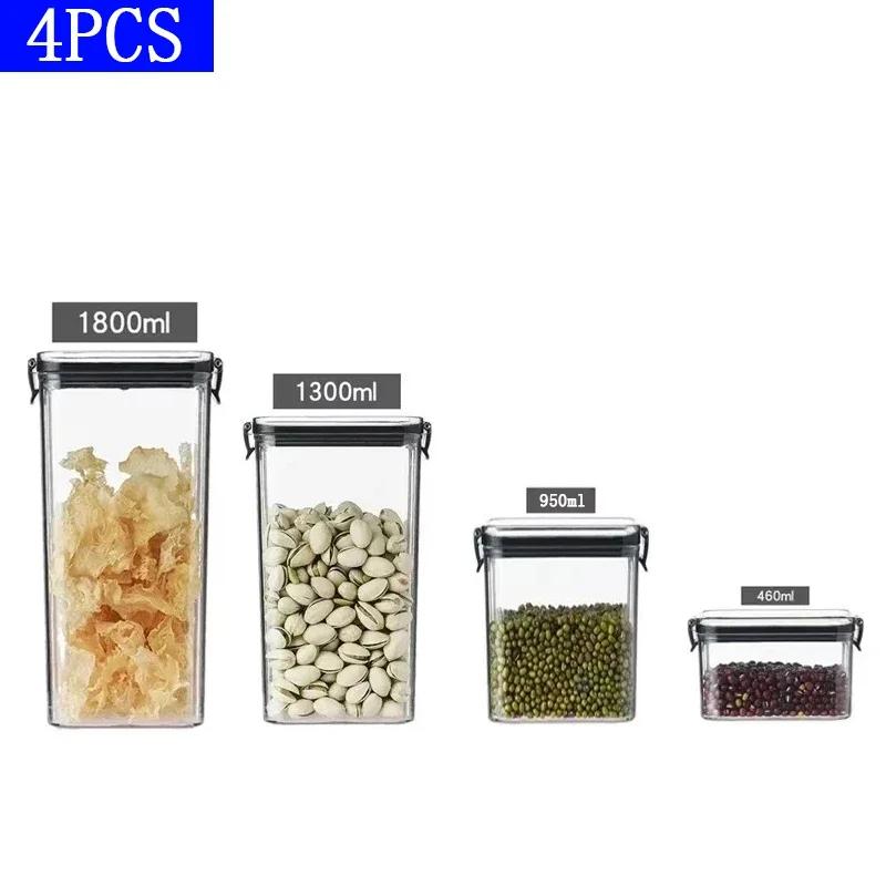 460/700/950/1300/1800ml Tjock Förseglad Förvaringstank Transparent Fyrkantig Förvaringslåda för Torkad Frukt Kök Spannmålsförvaringsburk Behållare