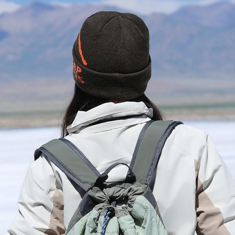 Letter Knitted Wool Hat Winter Outdoor Cycling Mountaineering Warm Pullover Cap for Women