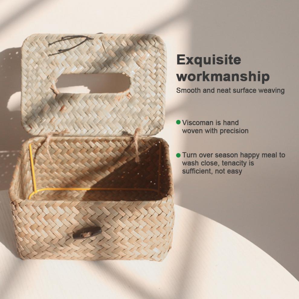 Retro Rattan Woven Tissue and Remote Holder