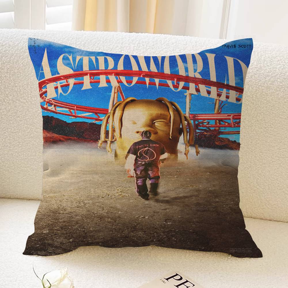 Travis Scott Astroworld 45*45cm Cushion Cover Pillow Cover Decor Pillowcase Home Pillowcase for Couch Pillow