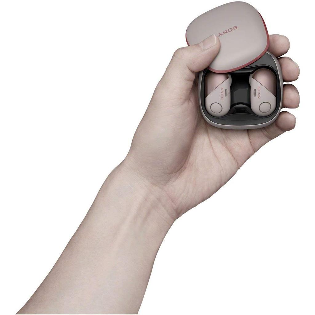 Sony True Wireless Amazon Alexa Bluetooth Separate Left and Right 2018 Pink WF-SP700N Noise-Canceling Earphones Built-in, Compatible, Headphones,
