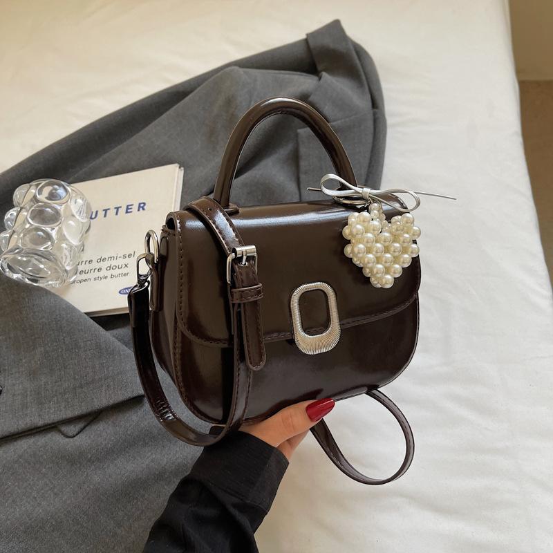 Fashion Niche Simple Temperament PU Portable Small Square Bag Women's Commute Advanced Sense Versatile Messenger Bag