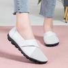 Mocasines de piel de vaca para mujer de talla grande con velcro mágico para otoño e invierno