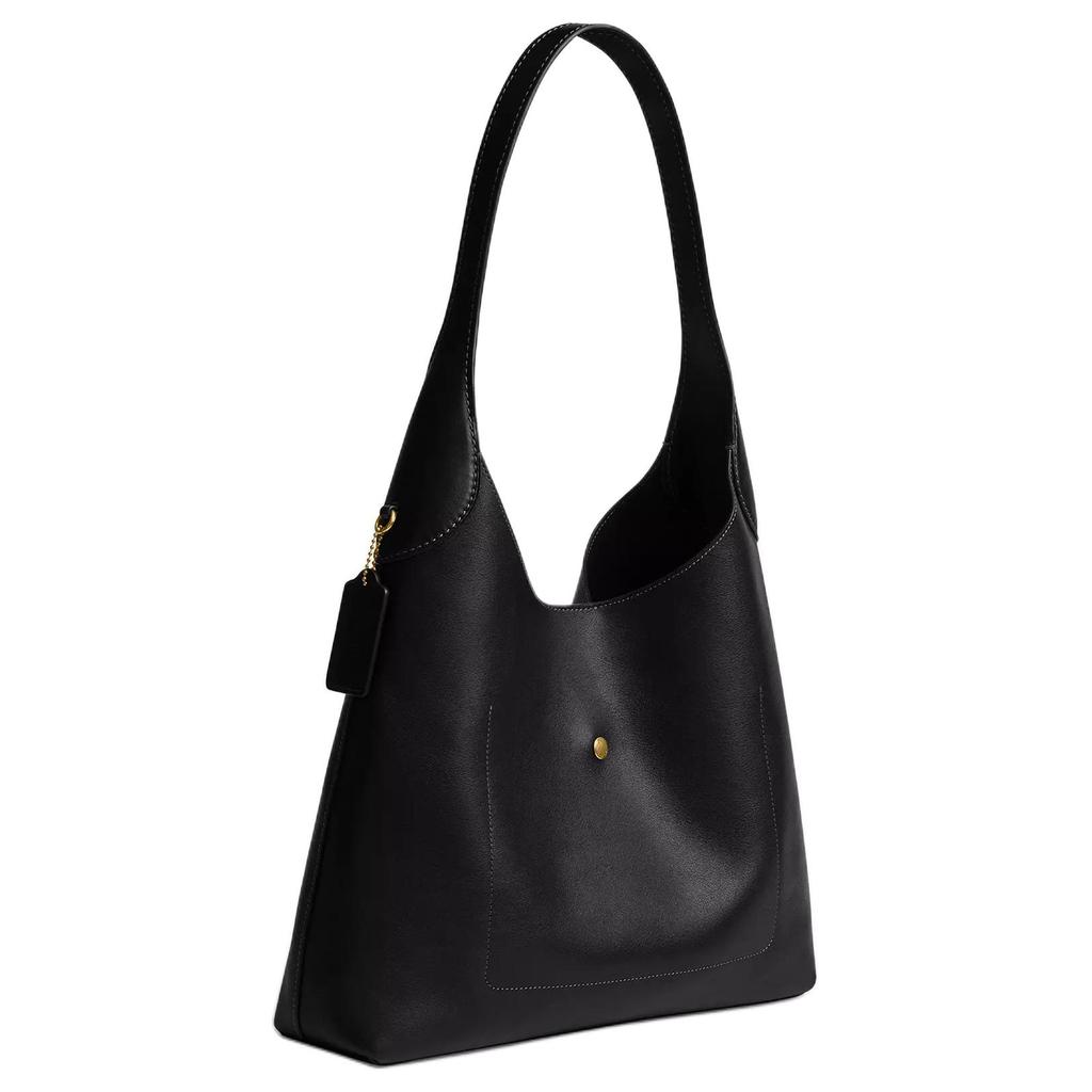 Coach Brooklyn 34 Gold Letter Embossed Underarm Bag Pebbled Leather Shoulder Bag Large Women bags Black CCU00-B4BK