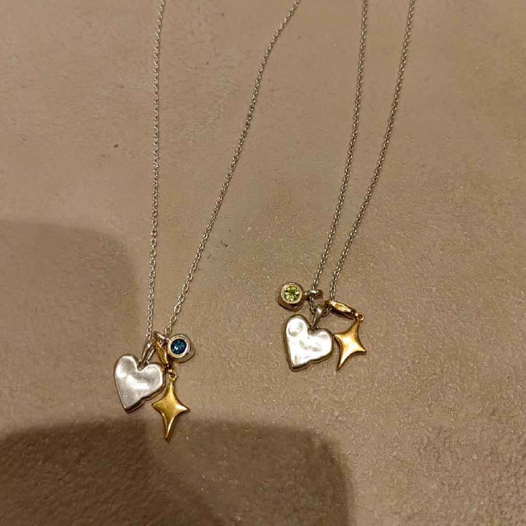 Removable love star light imitation green flash diamond pendant necklace 2025 new high-end collarbone chain