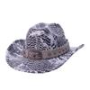 Amerikanischer Western-Cowboyhut Retro Kuhkopf-Dekoration Herbst- und Winterhut Damen großer Schirm Riss-Zylinderhut