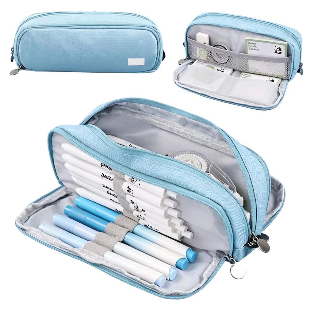 Trousse à Crayons en Tissu Multi-Couches pour Étudiants – Sac à Stylos Grande Capacité avec Plusieurs Compartiments pour l'École